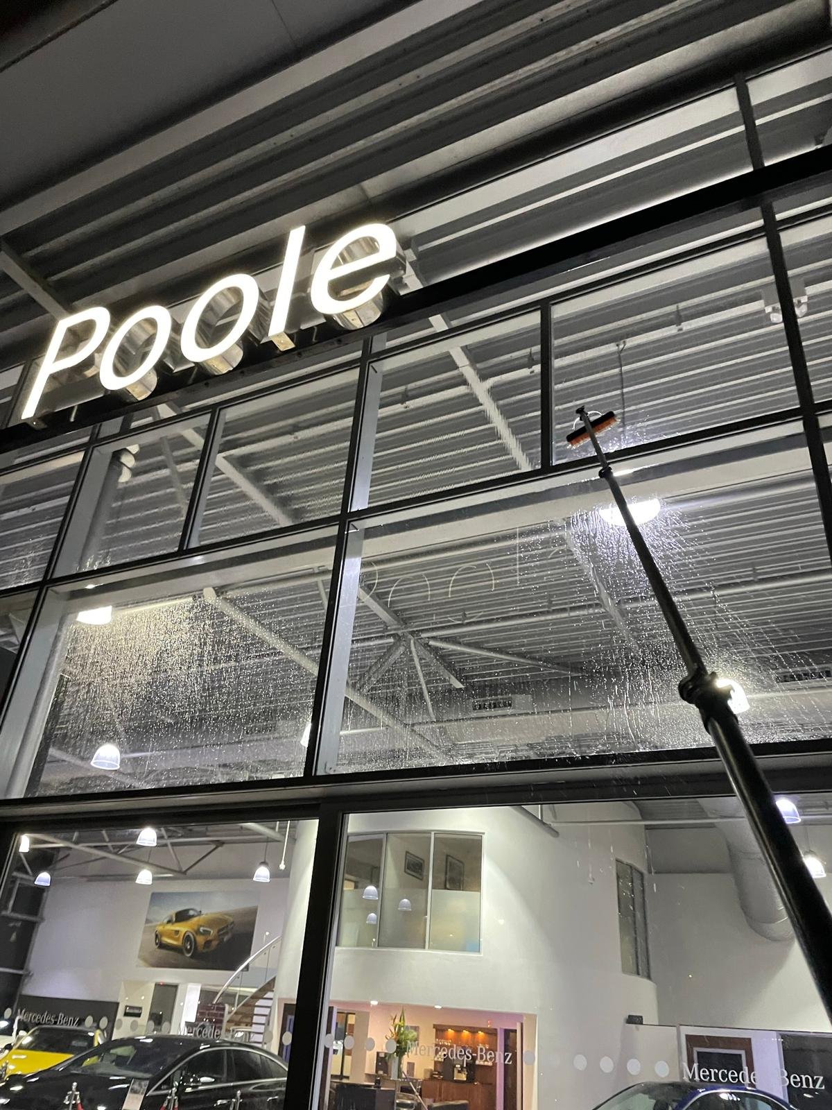 Commercial window cleaning on a business premises in Poole